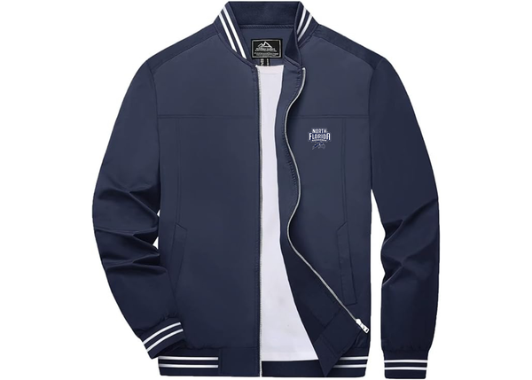 Men's UNF Ospreys Lightweight Zip-Up Bomber Jacket with Ribbed Collar and Cuffs Versatile Casual Outerwear