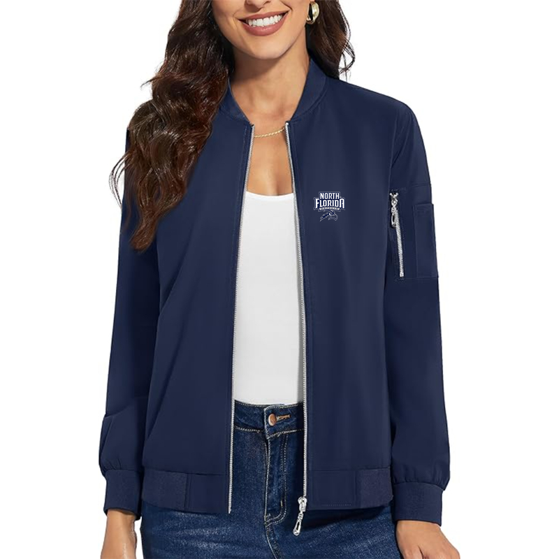 Women's UNF Ospreys Premium Bomber Jacket with Polished Detailing and Functional Sleeve Pocket Modern Luxury Outerwear