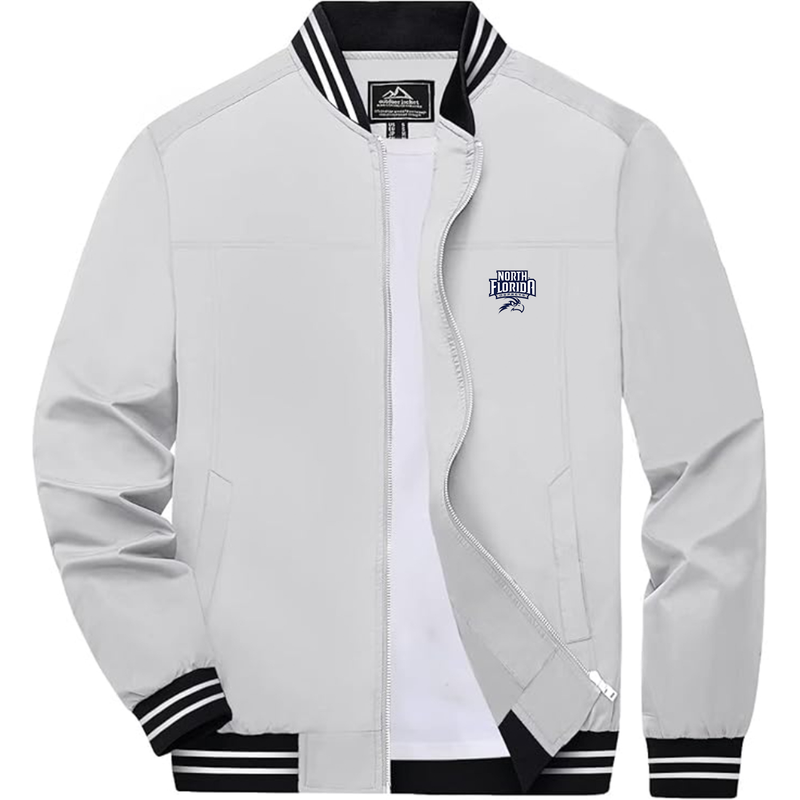 Men's UNF Ospreys Lightweight Zip-Up Bomber Jacket with Ribbed Collar and Cuffs Versatile Casual Outerwear